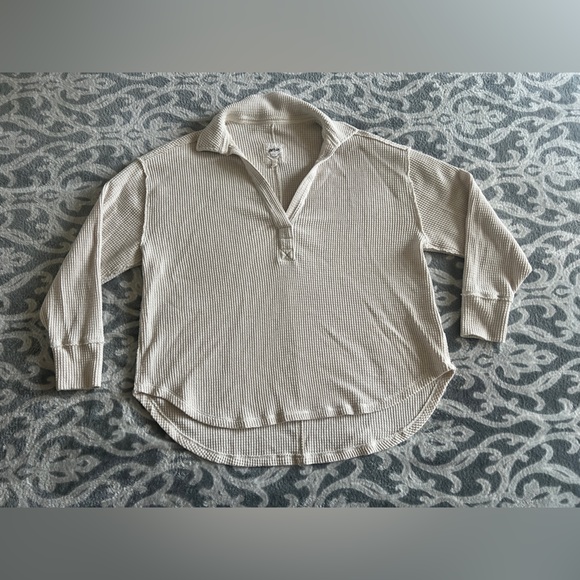 Aerie Lumber Jane Waffle Knit Polo Top - Picture 2 of 8